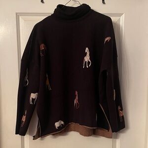 THML Black Sweater with Horse Motif